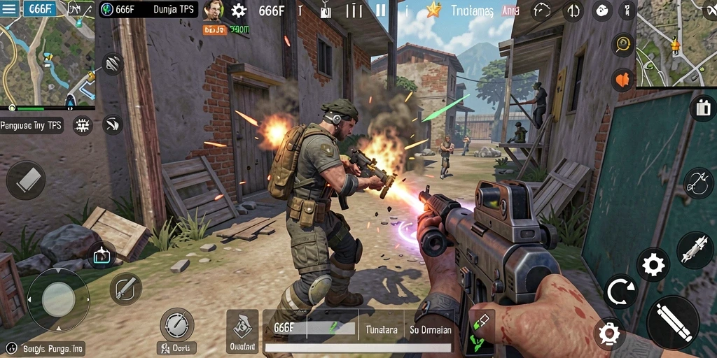 Tampilan gameplay 666F yang menegangkan di arena TPS.