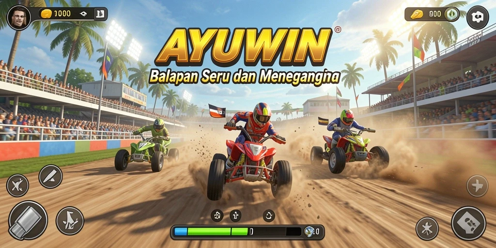 Tampilan gameplay AYUWIN yang menegangkan dan penuh aksi balapan.