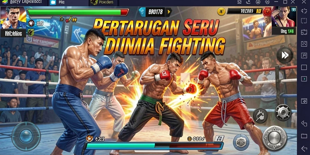 Tangkapan layar BRO178 menampilkan pertarungan seru antara karakter-karakter unik.