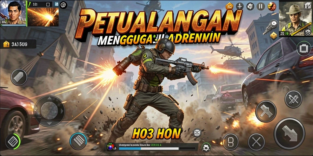 Gambar gameplay H03 yang penuh aksi dan pertarungan intens.