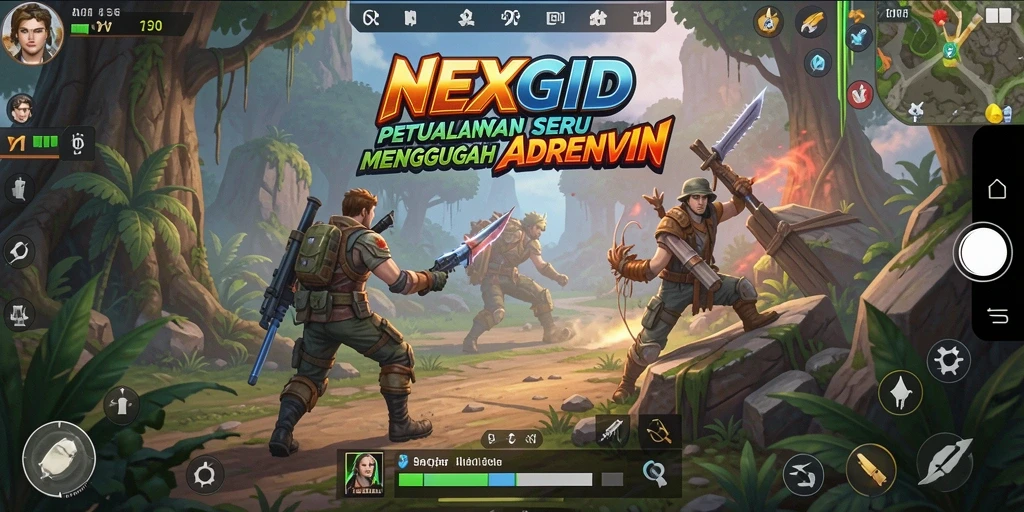 Tampak gameplay petualangan NEXGID yang penuh aksi dan tantangan.