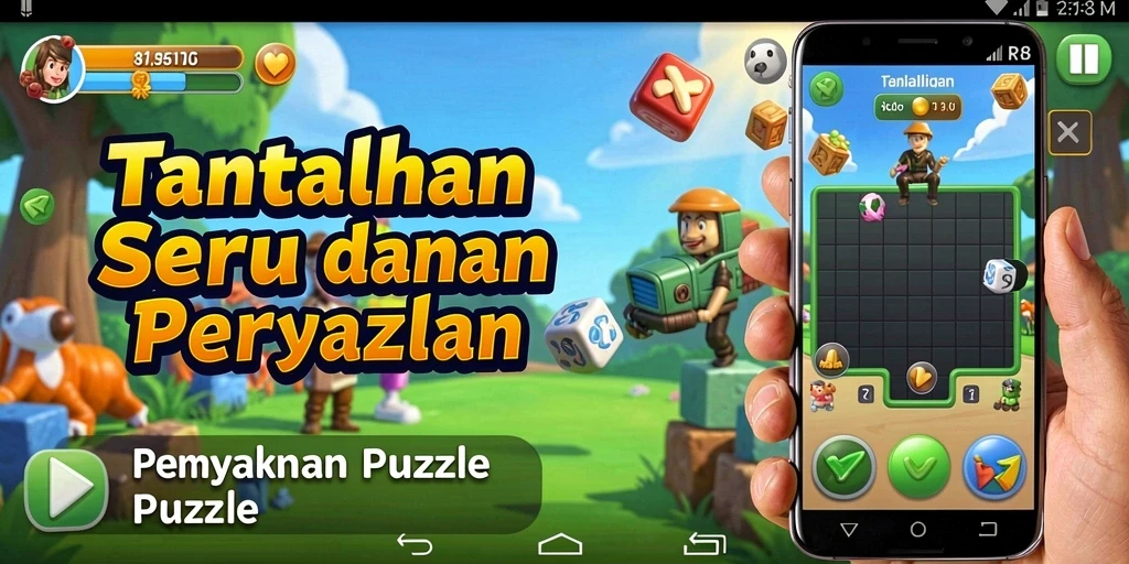 Tampilan gameplay RP8 dengan berbagai tantangan puzzle menarik.