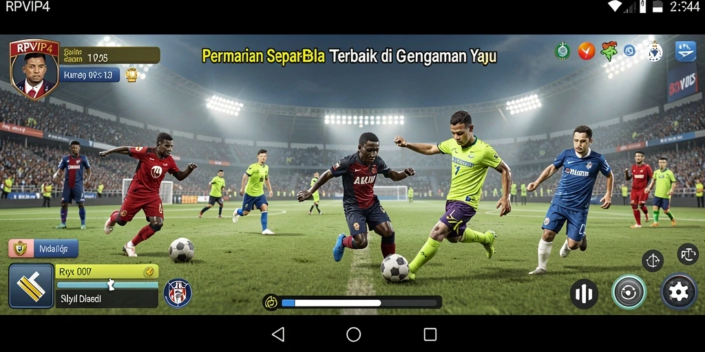 Tampilan gameplay RPVIP4 yang penuh aksi di lapangan sepak bola.