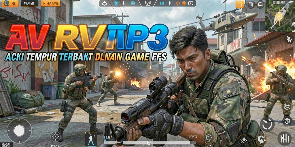Screenshot menunjukkan aksi gameplay intens dalam RVIP3 FPS.