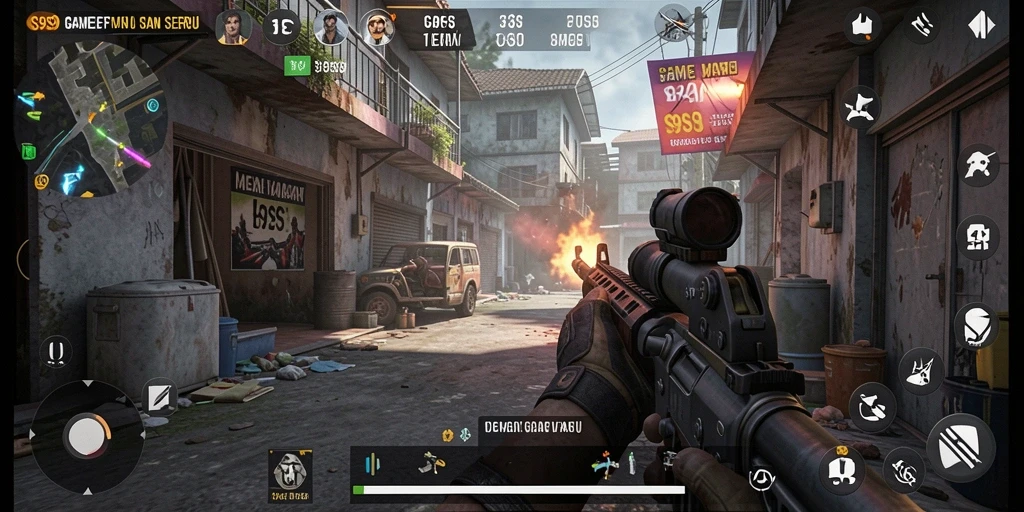 Gameplay S9S9 menampilkan aksi tembak-menembak yang mendebarkan.