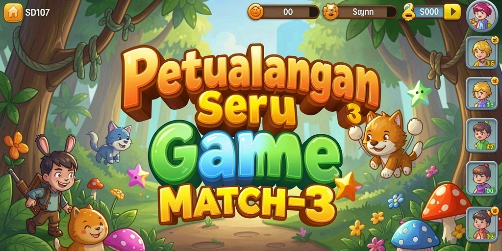 Gameplay seru SD107 dengan grafis cerah dan permata berwarna.