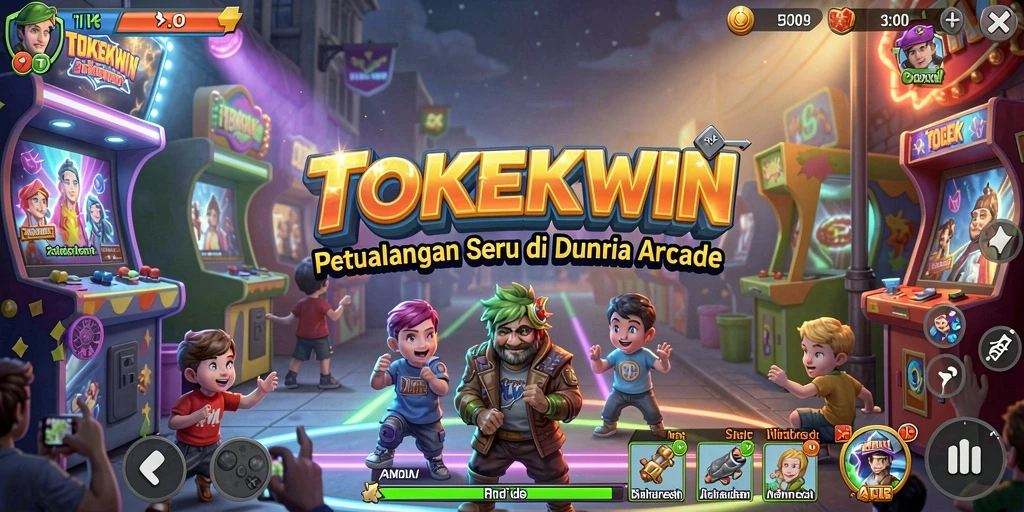 Screenshot utama TOKEKWIN menampilkan aksi seru dalam gameplay Arcade.