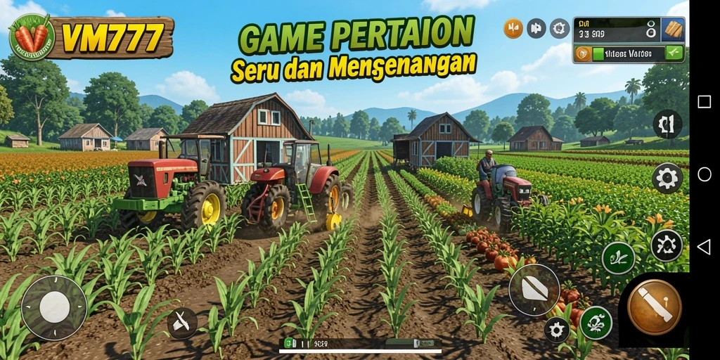 Tampilan gameplay VM777 yang memukau dengan aktivitas pertanian.