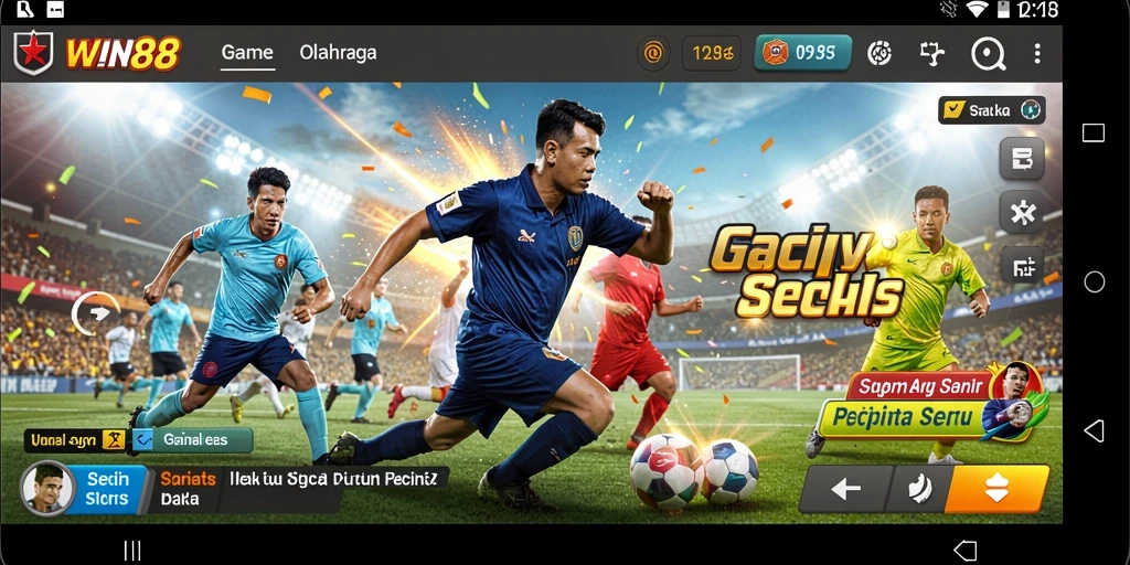 Tampilan gameplay <strong>WIN88</strong> yang menegangkan dan penuh aksi olahraga.
